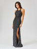 Giselle Beaded Halter Gown with Slit