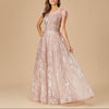 Lace ballgown with Feather Cap Sleeves