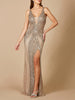 Lara 29499 - Embellished Long Dress with Thigh High Slit