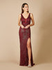 Lara 29528 - Thigh High Slit Beaded Gown
