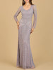 Lara 29602 - V Neck Beaded Long Sleeve Dress