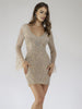 Lara 29608 - Bell Sleeves V Neck Cocktail Dress