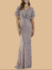 Lara 29673 - Cape Sleeve Mermaid Gown