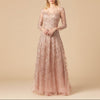 Lara 29677 - Illusion Neckline A-line Long Sleeves Gown