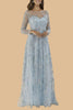 Lara 29677 - Illusion Neckline A-line Long Sleeves Gown