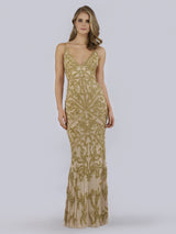 Lara 29744 - Spaghetti Strap Beaded Dress
