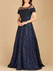 Sheer Off Shoulder Ball Gown | Lara 29765