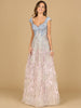 Cap Sleeves Feather Detail Ballgown