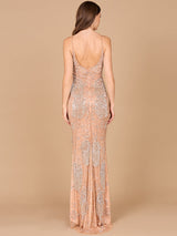 Lara Danika Floral Beaded Sheath Beaded Dress with Beaded Fringe