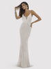 Lara Danika Floral Beaded Sheath Beaded Dress with Beaded Fringe