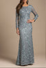Lara 29924 - Long Sleeve Lace Dress With Lace Appliques