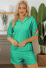 Luxury Rainbow Colorblock Collared Short Sleeve Top 2 Piece Shorts Set - treasures-4-u-2-day