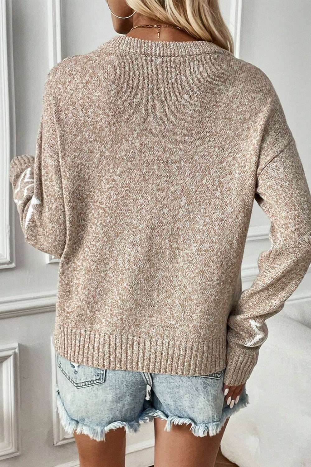 SuperStar 100% Polyester Round Neck Dropped Shoulder Long Sleeve Sweater (Multicolor)