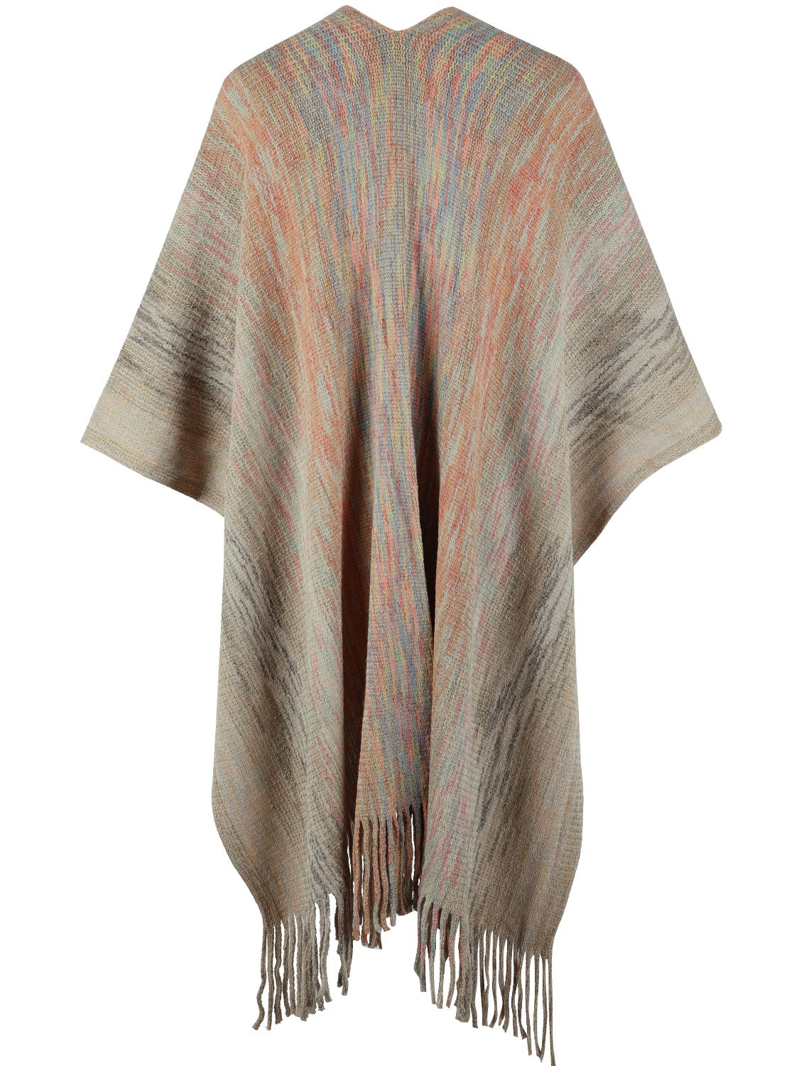 Monah Paloma 100% Polyester Pretty-n-Plush Heathered Fringe Hem Poncho (Multicolor)