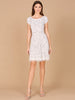 Lara Allison Short Sleeve Beaded Cocktail Dress in Ivory