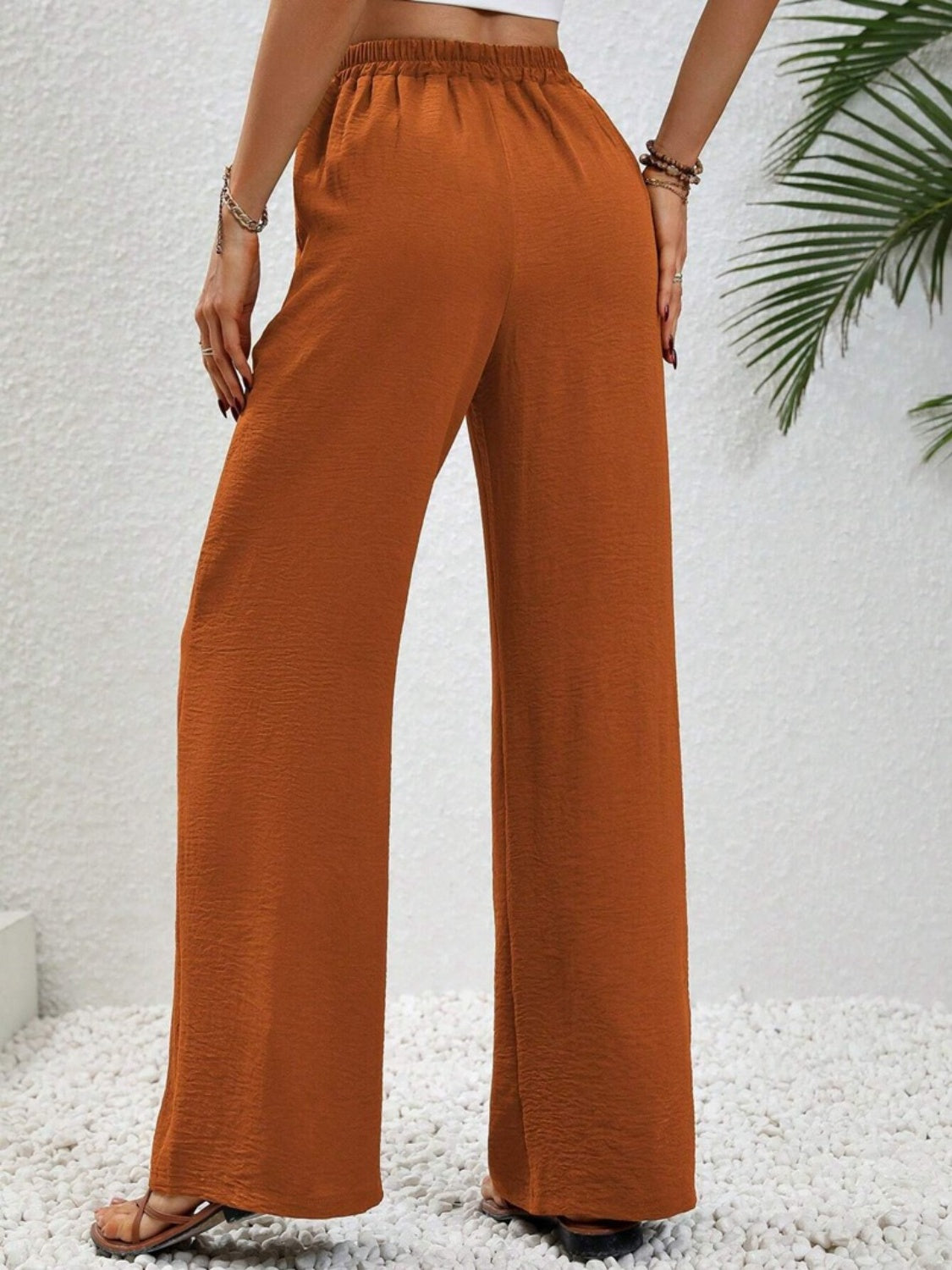 Our Best 100% Polyester Wide Leg Drawstring Waist Palazzo Pants (Multi Colors)