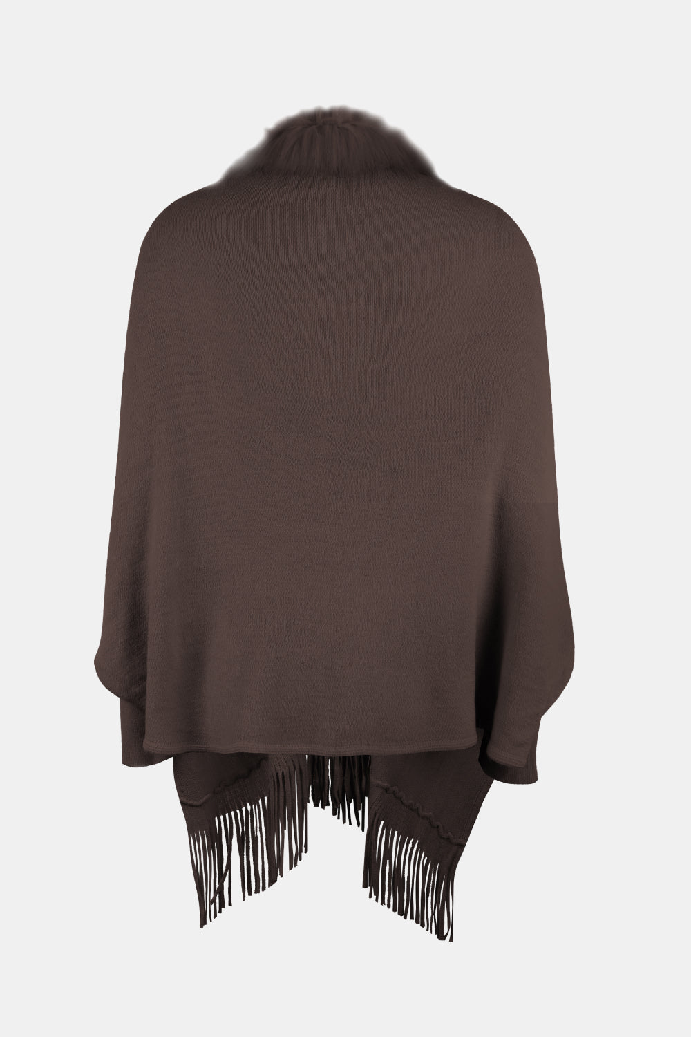 Monah Paloma 100% Polyester Pretty-n-Plush Fringe Detail Open Front Long Sleeve Poncho (Multicolor)