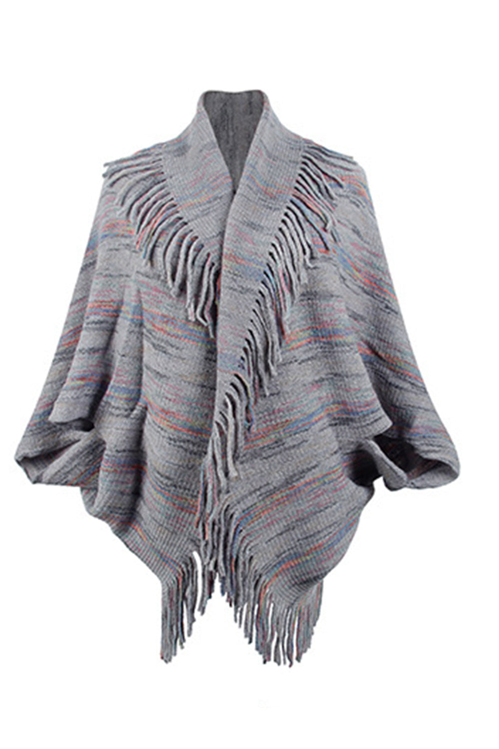 Monah Paloma 100% Polyester Pretty-n-Plush Fringe Detail Pattern Print Poncho (Multicolor)