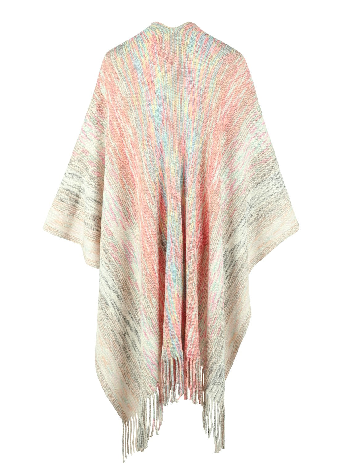 Monah Paloma 100% Polyester Pretty-n-Plush Heathered Fringe Hem Poncho (Multicolor)