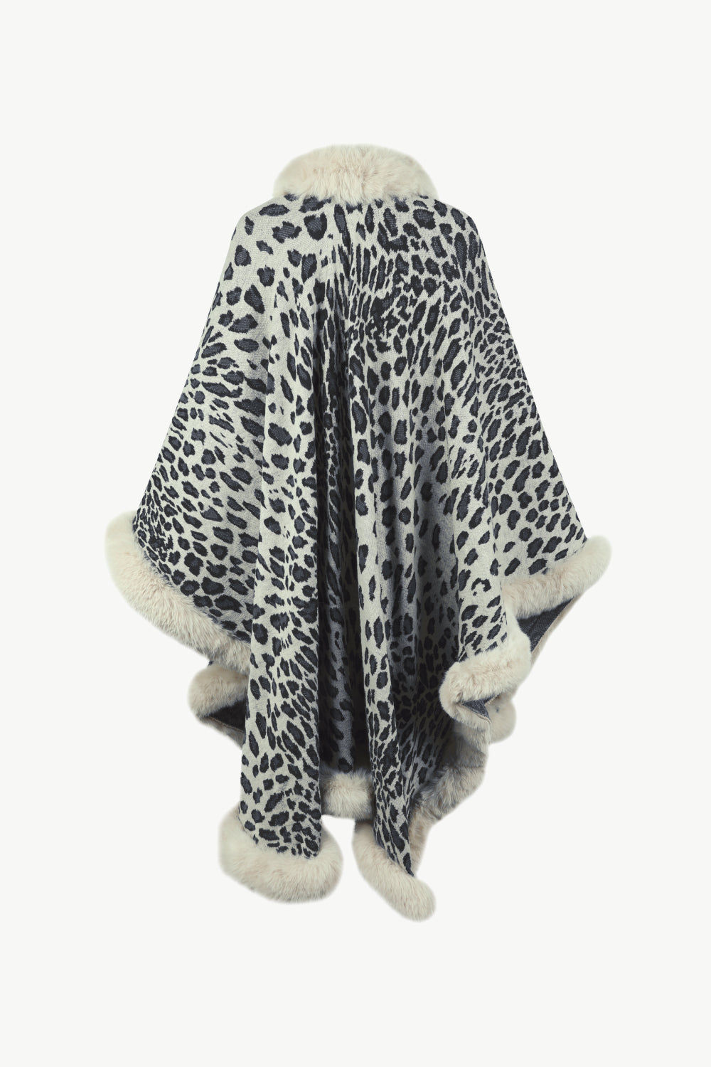 Monah Paloma 100% Acrylic Pretty-n-Plush Fur Fringe Leopard Pattern Print Poncho (Multicolor)