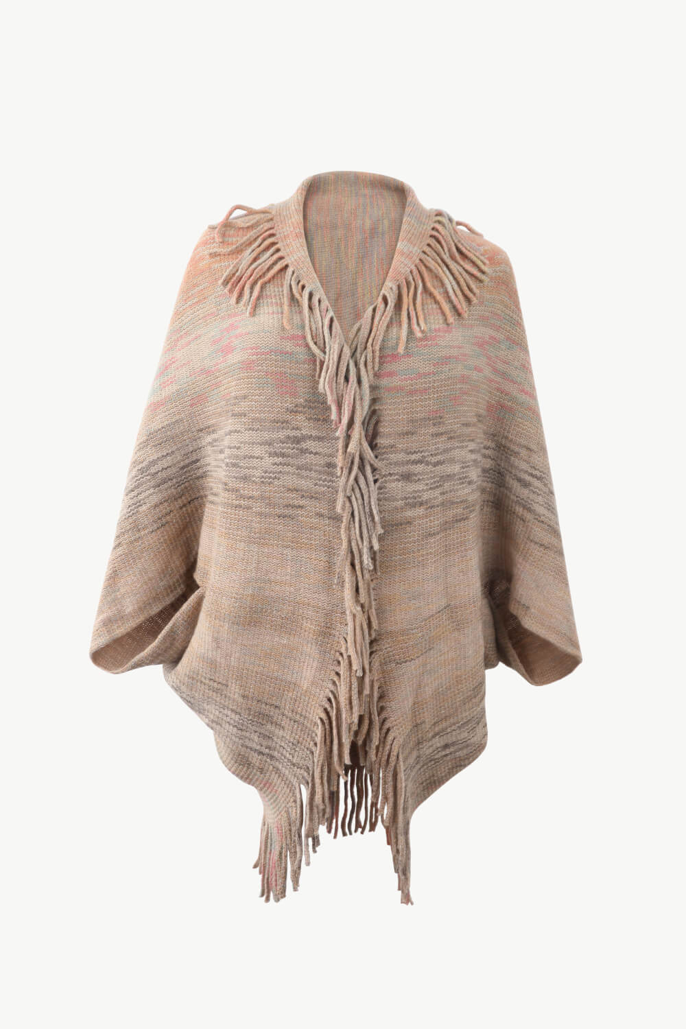 Monah Paloma Acrylic Blend Pretty-n-Plush Multicolored Fringe Trim Poncho (Multicolor)