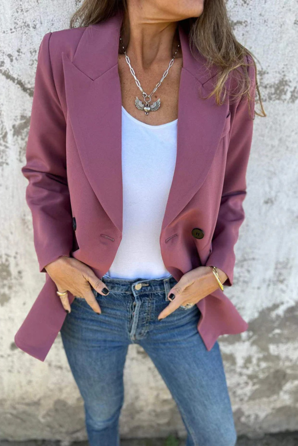 Full Size Collared Neck Long Sleeve Blazer