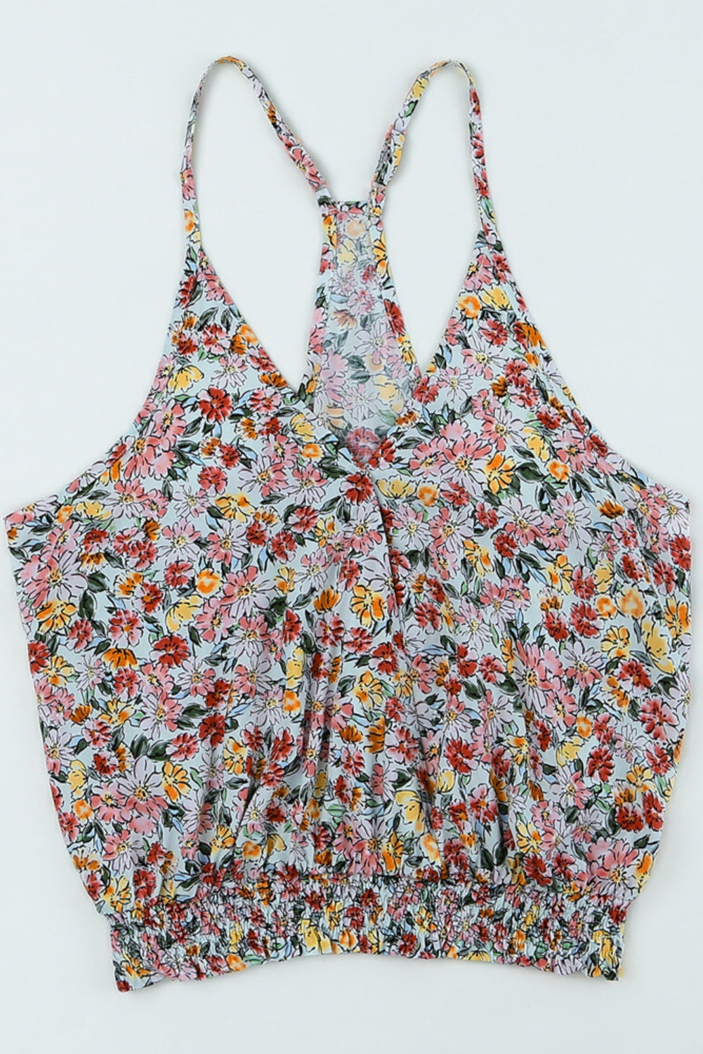 Fun-n-Flirty 100% Polyester Racer Back Floral Mix Adjustable Straps Surplice Cami Top (Floral Mix)