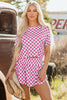 Luxury Checkerboard T Shirt and High Waist Skorts 2 Piece Outfit - treasures-4-u-2-day