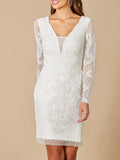Lara Carla Long Sleeve Beaded Lace Mini Dress