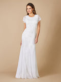Lara Gale High-Neck Beaded Wedding Dress