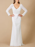 Lara Grant Long Sleeve Beaded Wedding Dress