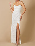 Lara Frenchie Spaghetti Strap Beaded Bridal Maxi Dress