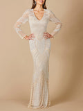 Haley Beaded Dress Nude/Ivory Bridal