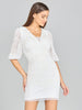 V-Neck Beaded Bridal Short with Sleeves