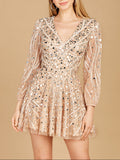 Beaded Long Sleeve Bridal Cocktail Short- OUTLET
