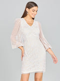 V-Neck, Balloon Sleeve Bridal Mini