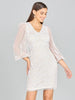 V-Neck, Balloon Sleeve Bridal Mini