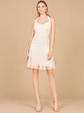 Beaded Halter Neck Bridal Midi Dress