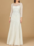 Lara Beaded High Neck Wedding Gown