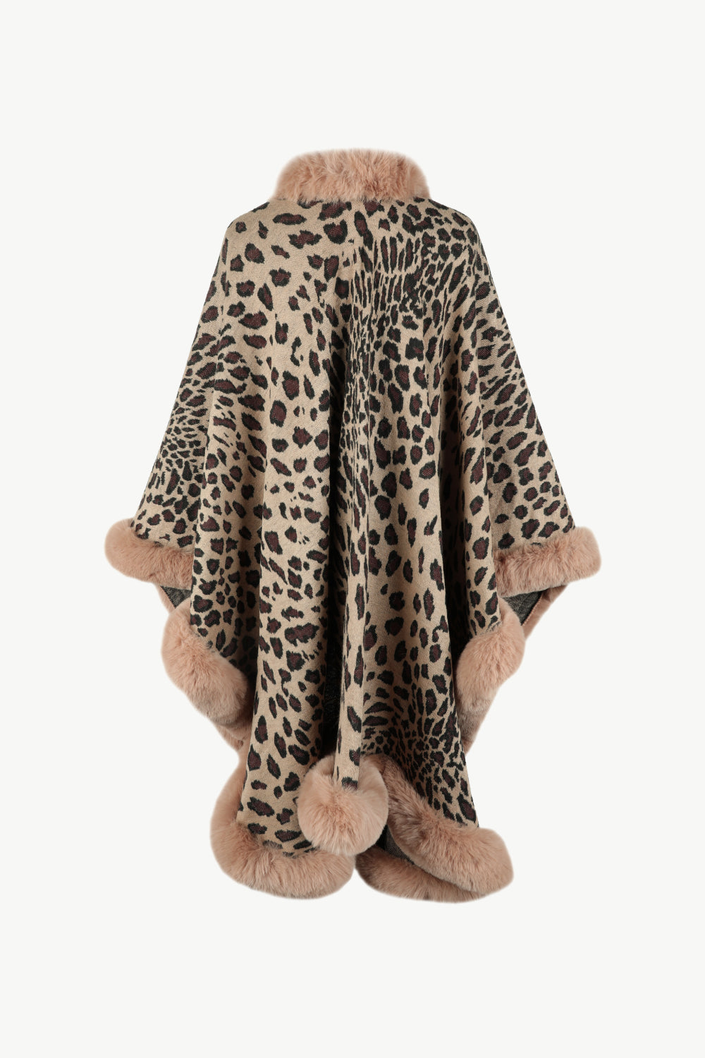 Monah Paloma 100% Acrylic Pretty-n-Plush Fur Fringe Leopard Pattern Print Poncho (Multicolor)