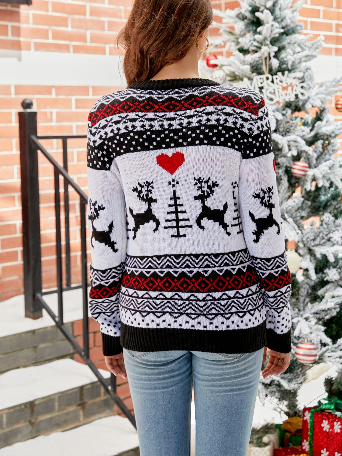 Our Best 100% Acrylic Christmas Holiday Round Neck Sweater (Black)