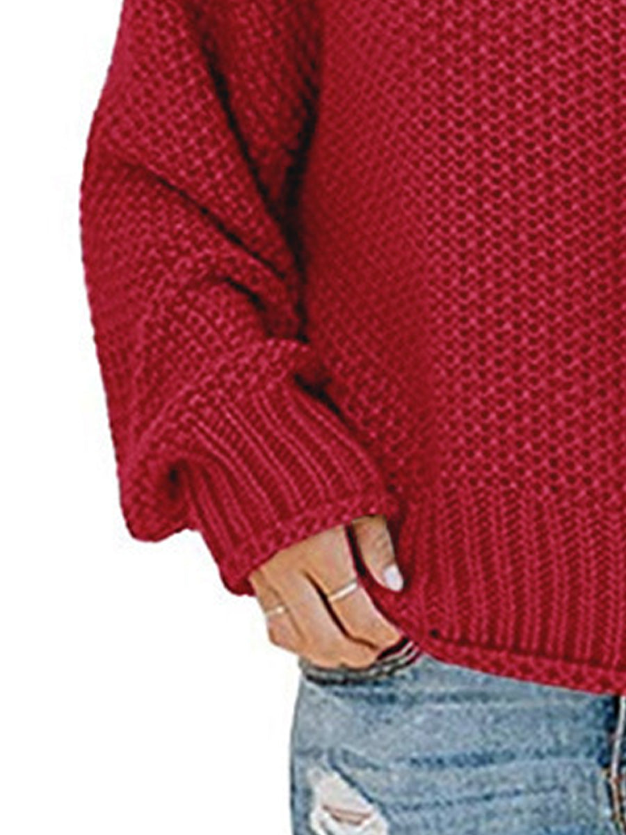 Our Best Polyester Blend Deluxe Cable Knit Turtleneck Dropped Shoulder Sweater (Multicolor)