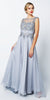 Juliet 552 Long Jewel Neckline Studded Bodice A-Line Gown