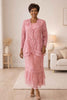 CLEARANCE - Hosanna 5616 Modest 3-Piece Set Ankle Length Lace Pink Dress (Size XL)