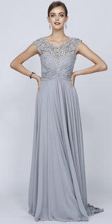 Juliet 585 A-Line Gown Cap Sleeve Empire Waist Full Length