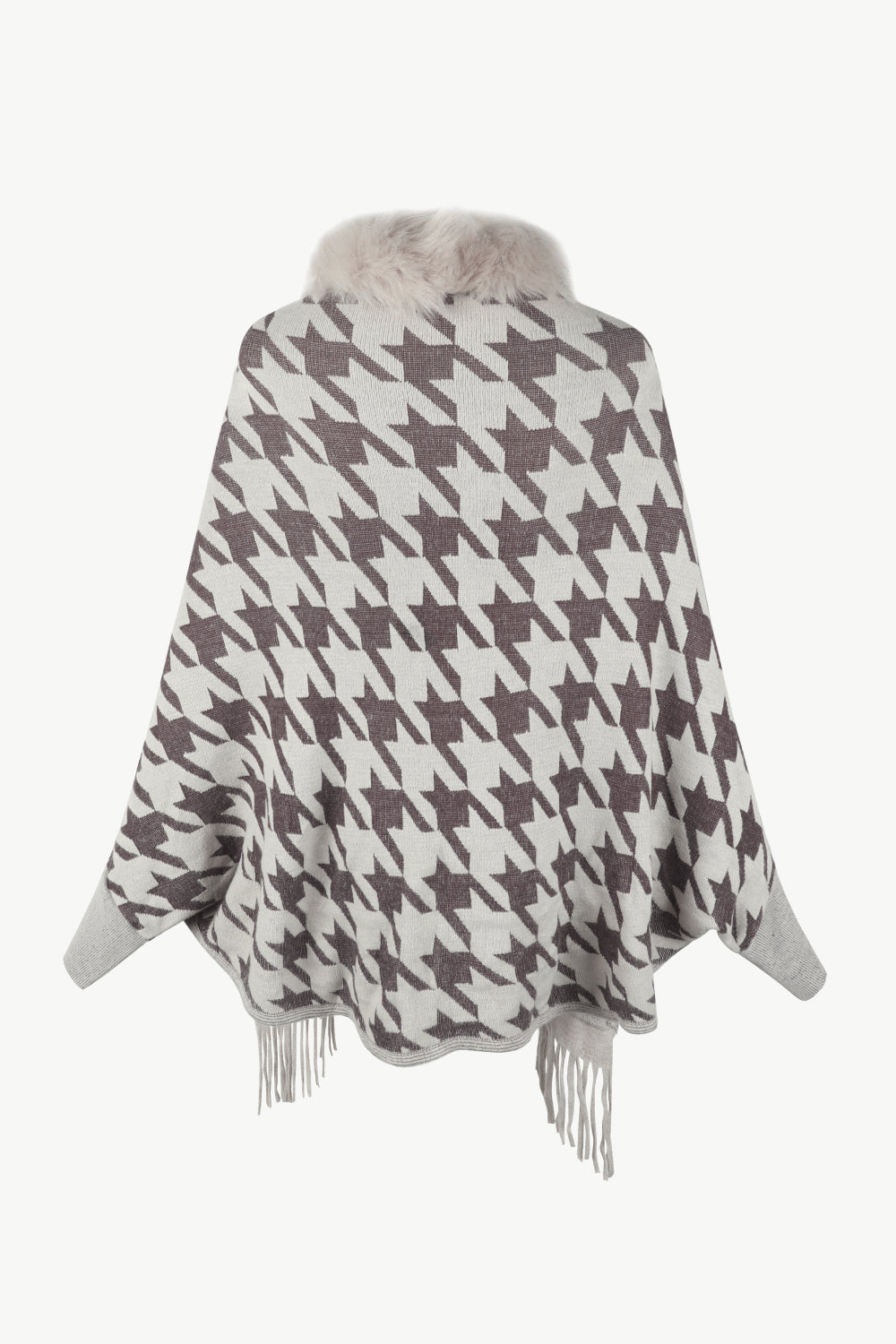 Monah Paloma 100% Polyester Pretty-n-Plush Houndstooth Fur Fringe Poncho (Multicolor)