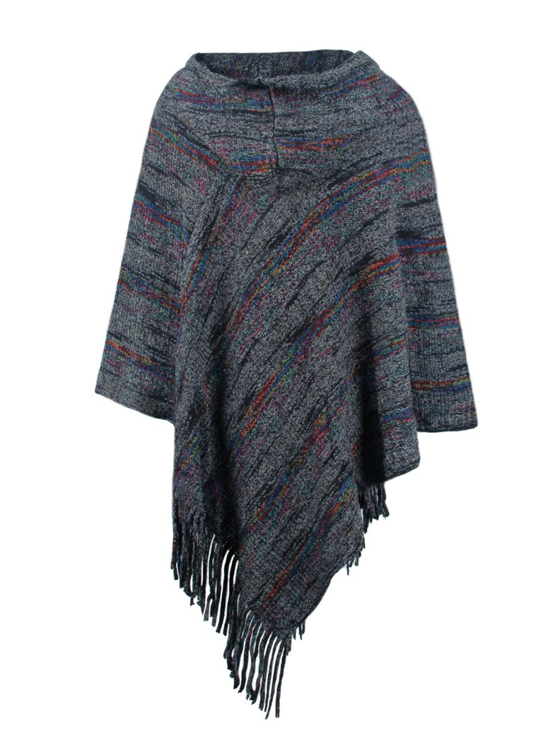 Monah Paloma 100% Polyester Pretty-n-Plush Fringe Hem Hooded Poncho (Multicolor)