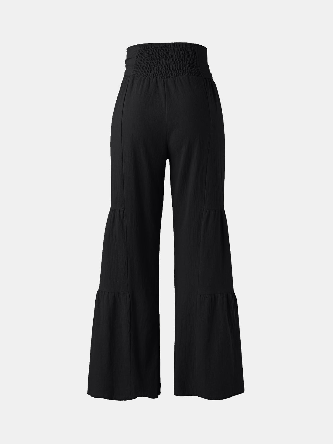 Our Best Polyester Blend Waist Tie Ruched Wide Leg Palazzo Pants (Multi-Colors)