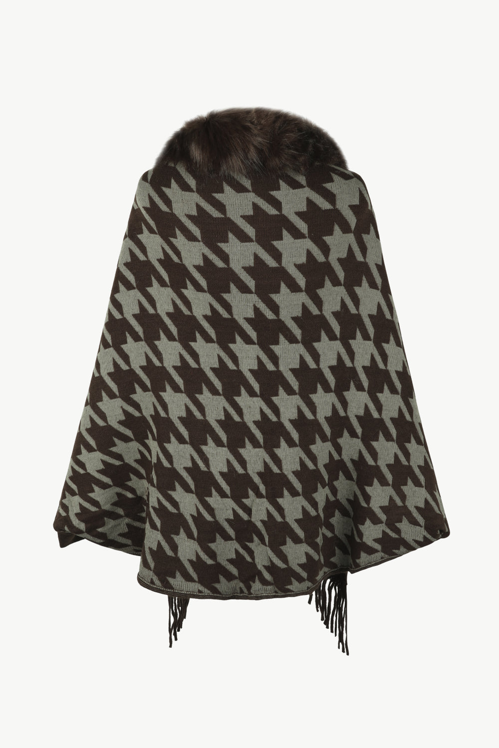 Monah Paloma 100% Polyester Pretty-n-Plush Houndstooth Fur Fringe Poncho (Multicolor)