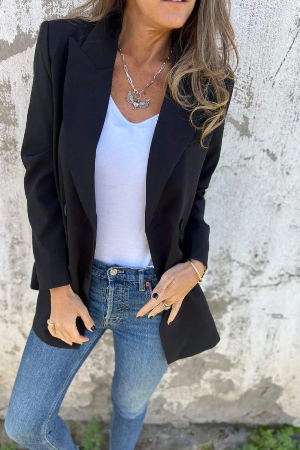 Full Size Collared Neck Long Sleeve Blazer